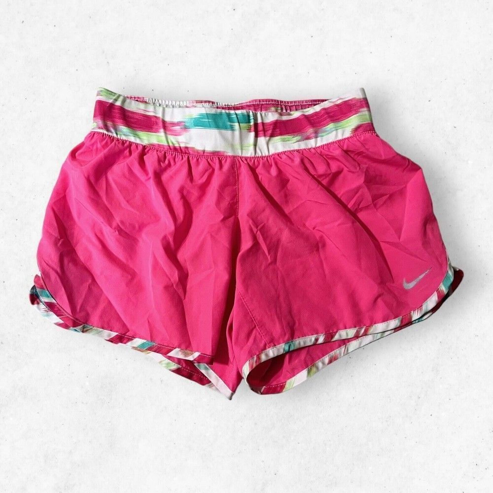 Nike Girls Size Large Dri-Fit Lined‎ Running Shorts Pink w/ Drawstring